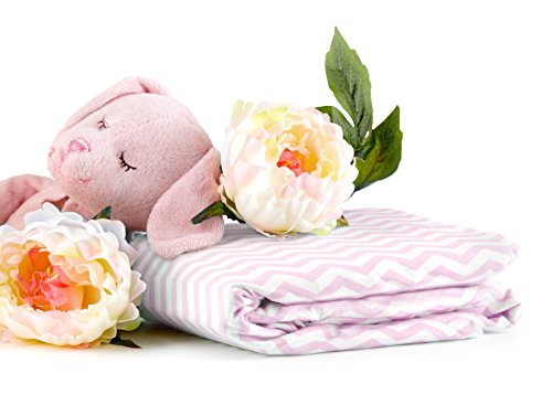 Bassinet Sheets For Baby/Infant Deep Fitted Soft Jersey Knit By Abstract 16" X 32" (Zigzag Pink) #TOP2