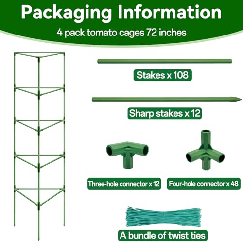 Halatool 72" Tomato Cages Heavy Duty, 4Pack Tomato Plant Support for Garden by Halatool - Image 8
