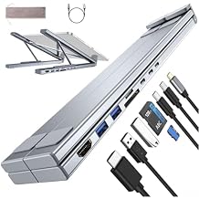 8-in-1 USB C Laptop Docking Station Stand, Laptop Tablet Stand Adjustable, SD/TF Card Slots Fast Charging, Multiport Adapter Computer Cooling Stand, Cooling Riser Office Workstation Hub