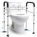 Careboda Toilet Safety Frame Rails, Toilet Handles for The Elderly Disabled, Adjustable, Stand Alone Non-Slip Toilet Frame, Removable Folding Handrails, Fits Most Toilet Seats, 300lbs Capacity