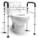 Careboda Maniglie per WC di sicurezza, maniglie per WC per anziani e disabili, regolabile, telaio WC antiscivolo indipendente, maniglie pieghevoli rimovibili, si adatta al meis immagine