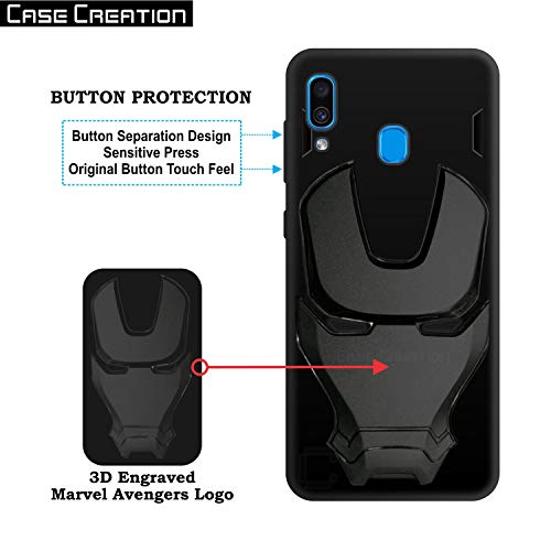 Image of COVERLY Official 3D Touch Feel Trending Real Hero Avenger Logo Mask Soft Rugged Grip Iron Man Super Power Cartoon Movie Silicone Matte Strong Back Cover for Samsung Galaxy M10s (2019) - Black