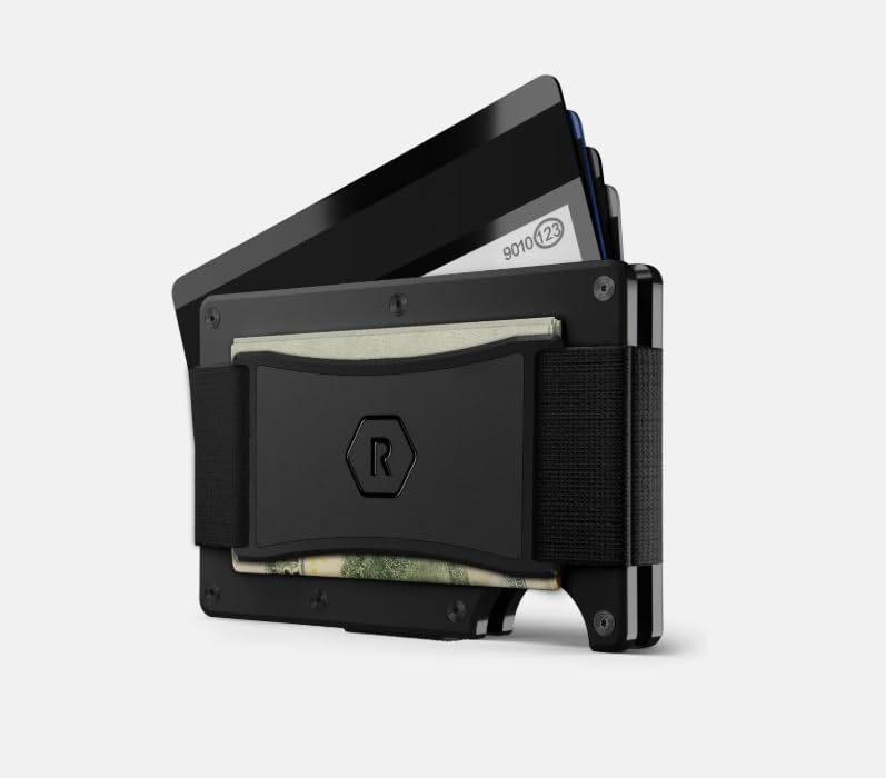 Image of Ridge Wallets for Men Compatible with Magsafe - Slim Minimalist Compact Wallet and Card Holder, RFID Protected Front Pocket Wallets for Men with Integrated Cash Strap (Matte Black)