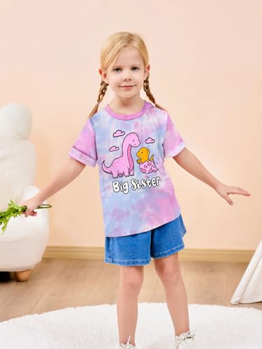 Image of Funnycokid Big Sister Shirts for Girls Pregnancy Announcement Toddler Promoted to T-Shirt 1-7 Years