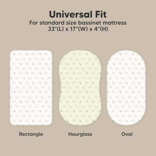 Image of 2-Pack Organic Bassinet Sheets for Girls, Boys - 100% Cotton Bassinet Mattress Sheets Compatible with Halo Bassinest Swivel Sleeper, Graco, Baby Delight, Chicco, Fitted Bassinet Sheets (Bumble Bear)