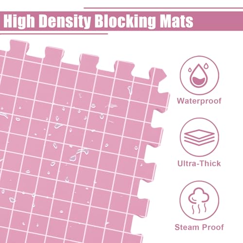 ISWAWO Spannmatten Set, 9 Stück Extra Dick, 30cm, mit 200 T-Nadeln und 100 Maschenmarkierern, Blocking Matte mit Raster für Stricken und Häkeln (Rosa) – Bild 6