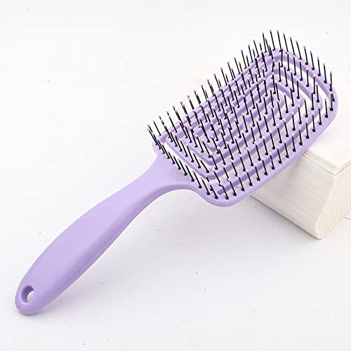 Hair Brush Dry Detangling for Fine, Thick, Curly Hair - Curved and Vented Hair Brush for Women, Men or Kids Faster Blow Drying Styling Professional Paddle Vent detangler (Purple)
