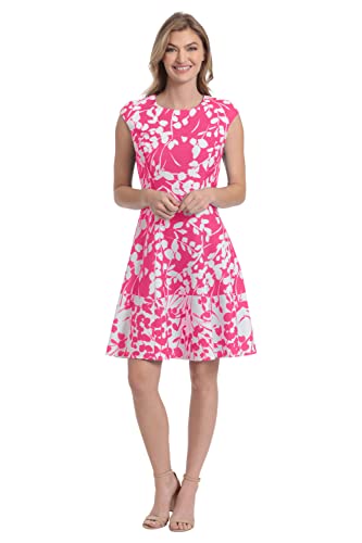 Image of London Times Womens Dresses Cap Sleeve Fit and Flare - Elegant Summer Cocktail Graduation Garden Party Wedding Guest Dress