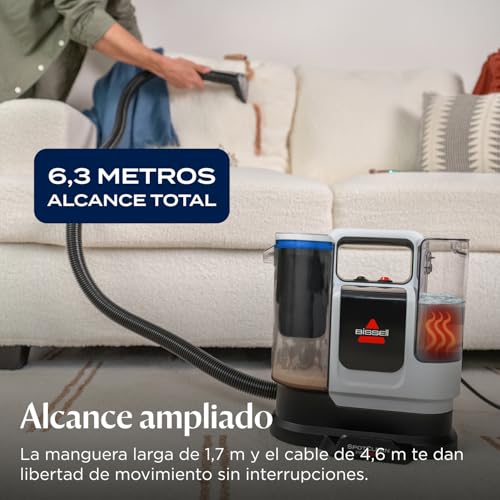 BISSELL SpotClean ProHeat Advanced, Aspiradora de agua tapiceria, limpia tapicerias multisuperficie compacta, Potente 1125W, Sistema triple limpieza profunda para manchas difíciles, Con cable, 3924N - imagen 10