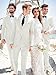 Lipoon Mens Suits 3 Piece Slim Fit Suit Set Solid Two Button Blazer Jacket Vest Pants Tuxedo Set for Wedding Groomsmen Business Prom Party(Large,Ivory)