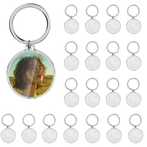 Aweisile Llaveros de Fotos de Acrilico 30 Piezas Llaveros Personalizados Llavero Redondo en BlancoLlavero de Marco de Fotos de Acrílico para Regala de Recuerdos Mujeres y Hombres
