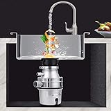 Broyeur de déchets Alimentaires,en Acier Inoxydable Facile à Installer,Cuisine évier Silencieux,33 * 15 cm,220V,400W,2800 RPM