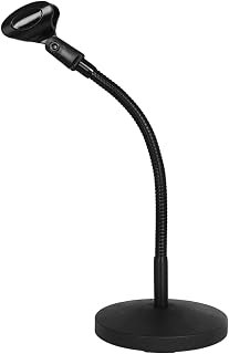 Adjustable Desktop Microphone Stand Metal Base Mic Holder Universal Table Mic Stand for Gaming, Podcasting, and Recording with Weighted Black round Plate