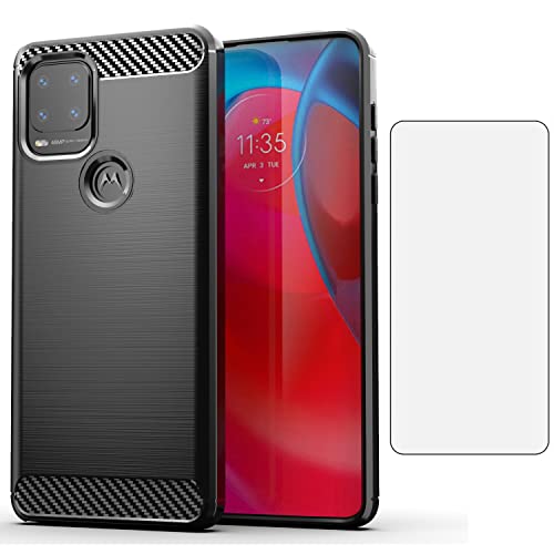 Asuwish Compatible with Moto G Stylus 5G 2021 Case and Tempered Glass Screen Protector Cell Accessories Silicone Phone Cover for Motorola GStylus G5 6.8 inch Stylo XT2131DL XT2131-1 XT2131-3 Black