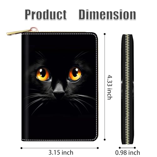 Credit Card Holder Wallets for Women, RFID Blocking Small Leather Card Case Wallet with Zipper Accordion Wallets, Cute Black Cat Face2