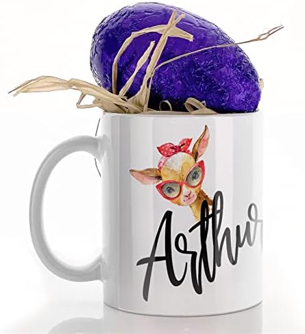 Hairyworm Personalised Mug and Milk Chocolate Easter Egg Gift Set, Customised with Name/Number/Text, (11oz) White Mug with Red Football Shirt, Football Mug