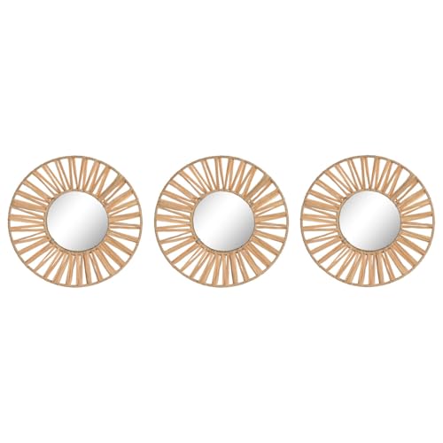 ESPEJO SET 3 RAFIA CRISTAL 20X2X20 NATURAL