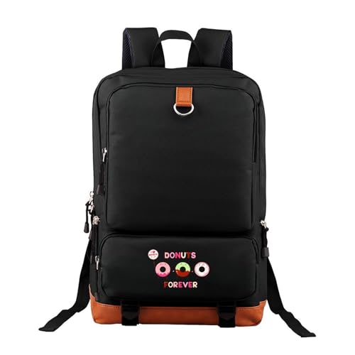 Black Cute Donuts Daypacks Oxford Retro Durable for Teens College Students Books Bag 12