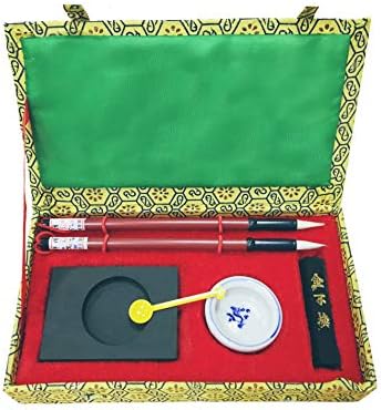 Kit Calligraphie Chinoise Complète - Boîte Cadeau Avec Pinceaux, Pierre à Encre, Tampon, Etc. - 2