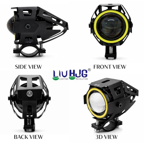 Image of LIU HJG Single Lens DRL LED Fog Light High Brightness Waterproof 40 Watts 12 Volts DC Power White Light Reflection Gree DRL Light Universal fit for All Bikes & Cars (Pack of 2 with Switch)