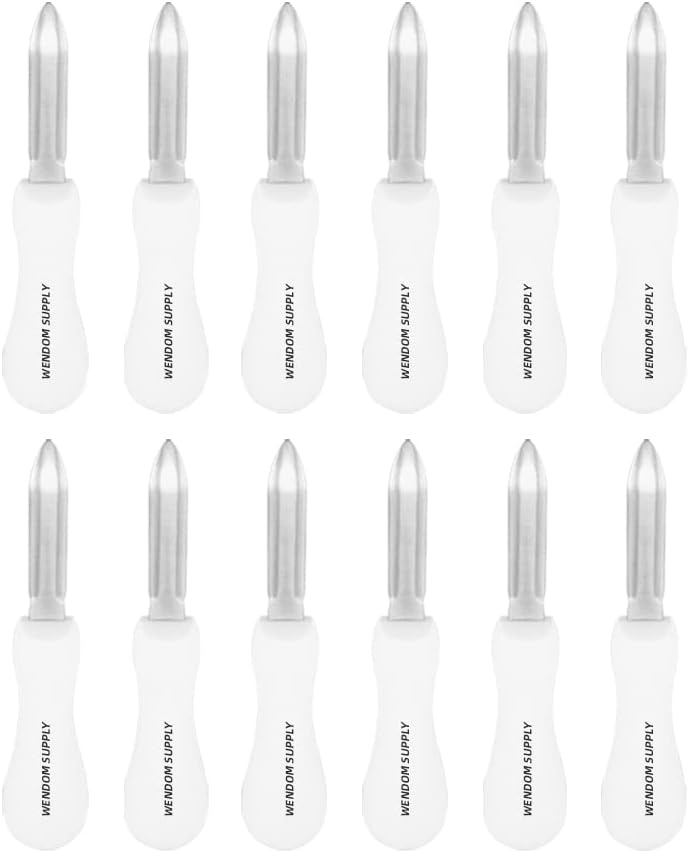 Oyster Knife White Oyster Shucker with Anti-slip Handle New Haven Style for Working Stainless Steel Oyster Shucking Knife 12Pack