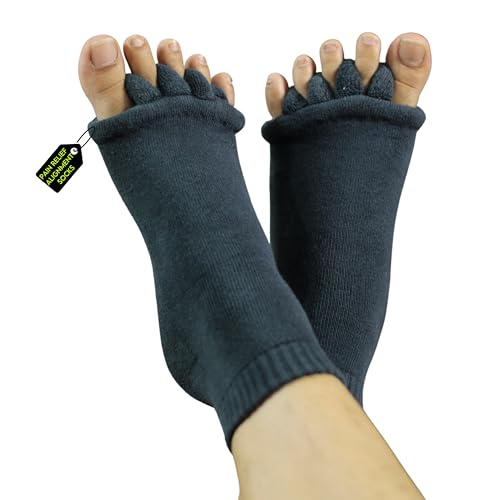 Image of EFES Cotton Foot Alignment Socks for Women and Men, 5 Toe Separators for Hammer Toes, Plantar Fasciitis, Bunion Corrector and Foot Pain Relief