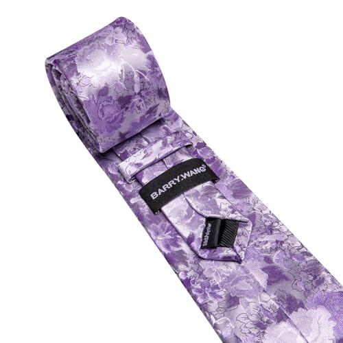 Image of Barry.Wang Flower Ties for Men Handkerchief Cufflinks Set Wedding Necktie Set Party