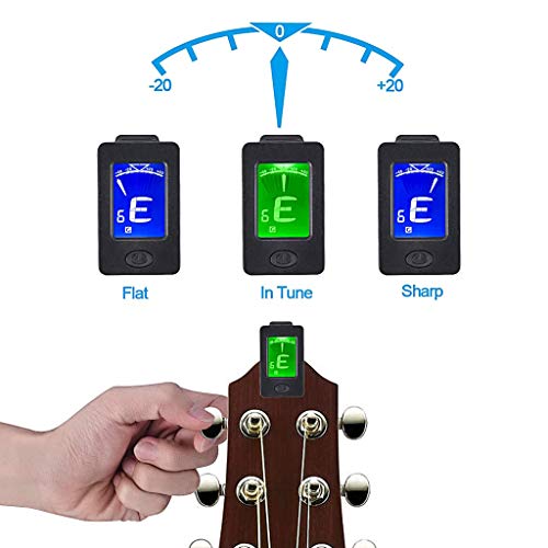 Guitar Capo Tuner Fit for Ukulele, Violin, Electric, Bass, Acoustic Guitar with Picks and Pick Holder - Thumbnail 6