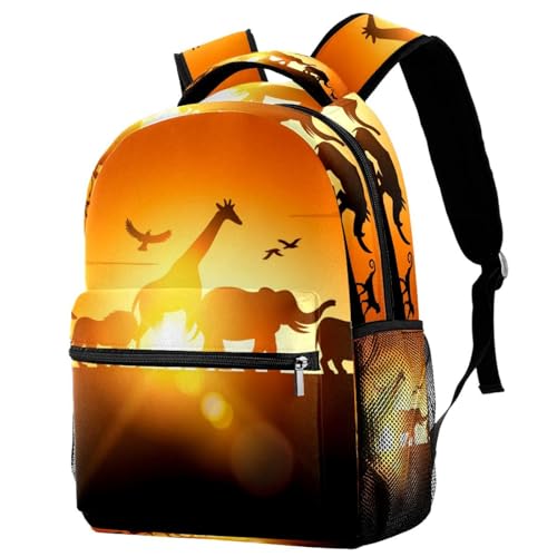 Sac à dos d'école safari girafe multicolore 29x20x40cm pour ados