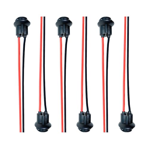 Tesnaao 6 PCS Car LED Light Socket, Cable Design, Durable Automotive Lighting Bulb Adapter, Universal 0.98In x 0.78In x 0.39In Vehicle Bulb Holder Plug Accessories for Truck SUV Car (Black)