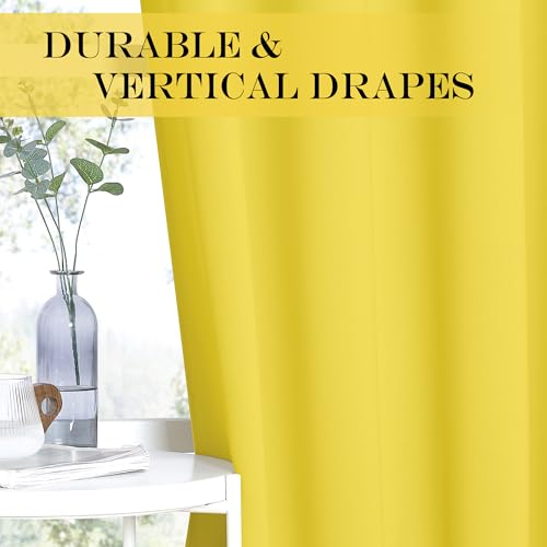 NICETOWN Sliding Glass Door Curtain Extra Long 84 inches Long, Grommet Thermal Insulated Blackout Patio Door Curtain Panel for Bedroom/Pergola, Bright Yellow, 1 Panel, W100 x L84