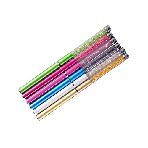 NIYANGLE 6pcs Women Eyelash Brush with Rhinestone Rod Portable Mascara Applicator for Eyelash Extensions Makeup Includes White Rose Red Golden Purple Dark Blue