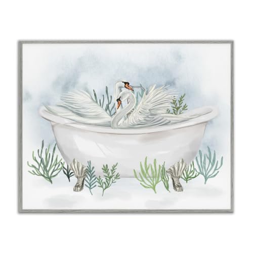 Swan Duo Bathtub Botanicals, 11 x 14 Inch Framed Giclée Print