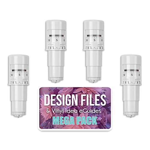 Silhouette Cameo 5, Cameo 4, PRO, Plus, & Portrait AutoBlade Replacement 4 Pack Bundle with 200+ Designs