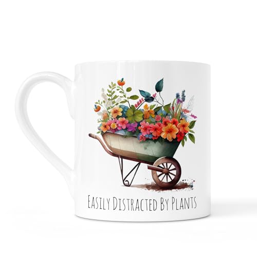 Noble & Page Tazze da giardinaggio in porcellana Bone China, stampate a mano nel Regno Unito, gamma di 4 disegni floreali ad acquerello con citazioni, regalo per gli amanti del giardino
