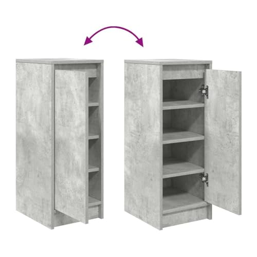 vidaXL Shoe Cabinet - Concrete Grey Freestanding Engineered Wood Shoe Rack with 1 Door & 4 Shelves for Bedroom Entryway Hallway - Image 3