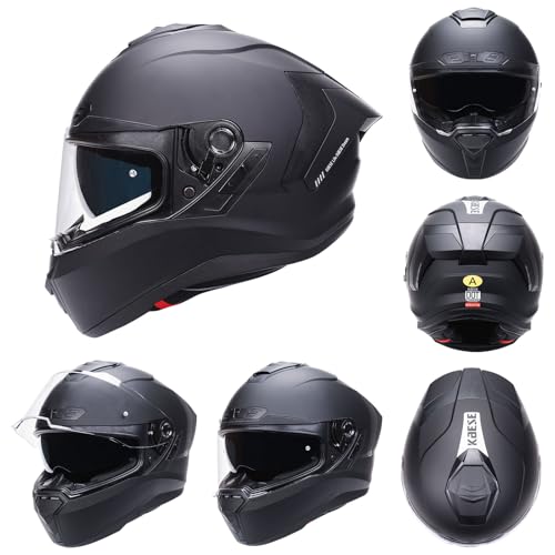 LNCHAO Motorcycle Helmets Dual Visor Full Face Helmet for Adults Youth Men & Women,ECE and DOT Approved Motorbike Street Bike Racing Helmet with Tinted Visor (Matte Black, Large) by LNCHAO - Used condition - Image 2