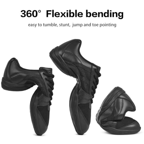 Image of CADIDL Cheer Shoes for Women Black Cheerleading Athletic Dance Shoes Girls Flats Tennis Walking Sneakers