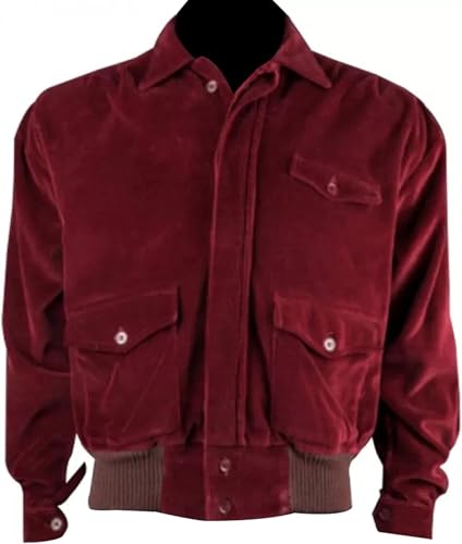 SpazeUp Men's Red Bomber Jacket - Halloween Cosplay Costume Red Corduroy Jacket Men2