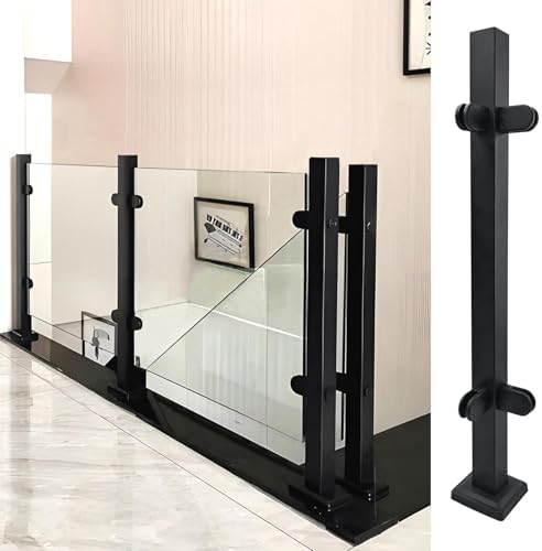 Stainless Steel Railing Post System with Clamp for Indoor & Outdoor Deck, Balcony, Staircase - 37.4" Square Glass Support, Durable Corner Post for Modern Spaces