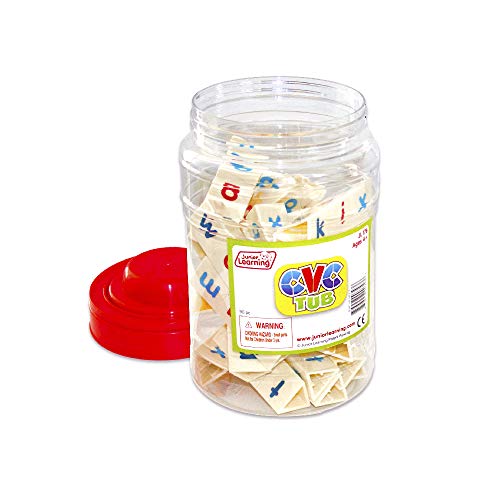 Junior Learning CVC Tri-Blocks Tub, 90 Blocks, Ages 4-5, Phonemic Awareness, Pre K-1, White