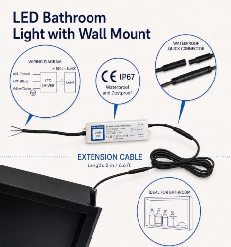 IKITRAEE Shower Niche No Tile Needed with Waterproof LED Light Strip for Bathroom Storage， Bathroom for Shower Wall Lighted Niches，Stainless Steel Waterproof Shelf，Matte Black （ 24 x 12 in） by IKITRAEE - Image 3