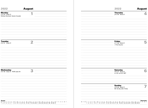 Letts of London Standard Mini Pocket Academic 2022-2023 Week to View Diary - Black