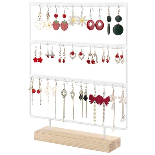 shidaishiye Earring Display for Vendors, Small Earring Holder Organizer Display Stand for Selling with 3 Tiers & 66 Holes