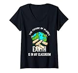 Womens Earth Day Teachers 2021 Classroom Funny 51th Anniversary V-Neck T-Shirt