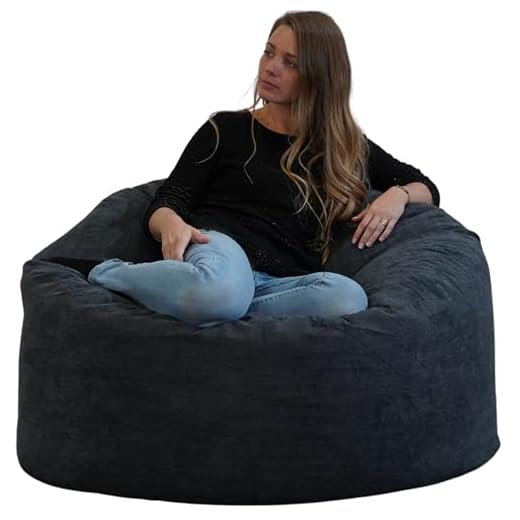 Pouf Poire Géant diamètre 100 cm en Velours Côtelé, bleu, Bananair