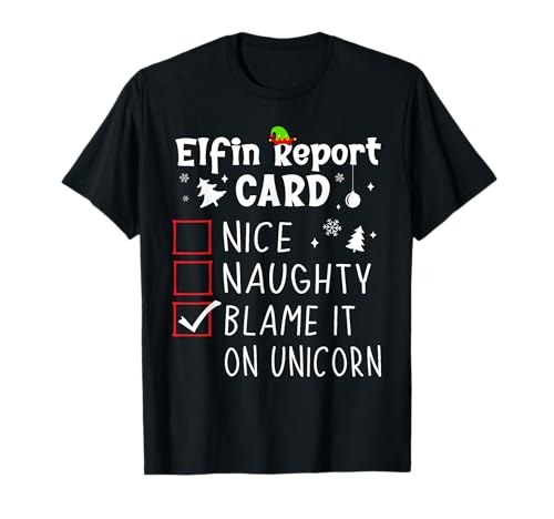 Unicorn Christmas Nice Naughty Funny Xmas List Women Girls Camiseta