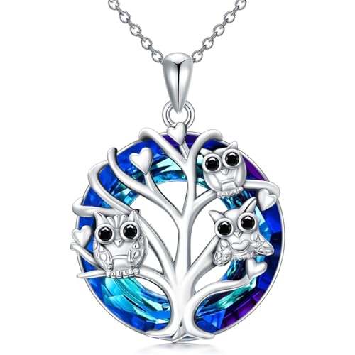 Cadeaux pour femmes avec ce magnifique collier hibou en cristal bleu