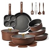Optimal storage and easy stacking with the handles off saves up to 70% more space of Carote detachable handle pots and pans set Cleanup with zero elbow grease thanks to the non stick ability. As both a cookware set and a dinnerware set, 1-time cleani...
