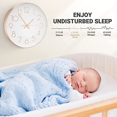VOLANTIS 12 Inch White & Rose Gold Wall Clock - Image 5